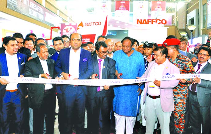 Commerce Minister Tipu Munshi inaugurating a 3-day long international expo on fire safety and security at Bangabandhu International Conference Centre in the capital under the auspices of Electronics Safety and Security Association of Banglad