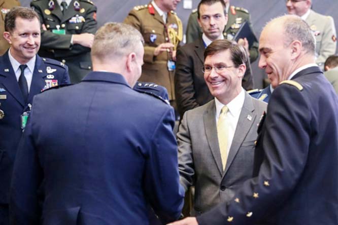 Aris Oikonomou US Secretary of Defense Mark Esper was at NATO to discuss the allied mission in Iraq and peace talks in Afghanistan.