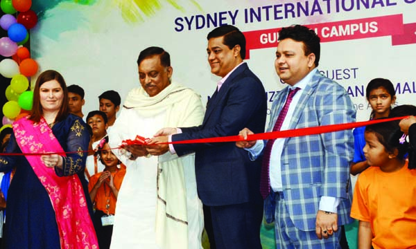 Home Minister Asaduzzaman Khan Kamal MP inaugurating new campus of Sydney International School as Chief Guest at Gulshan-2 in the city yesterday . Principal of the School Margarita Maria and Chairman of the School Committee Mainul Mridha were present on
