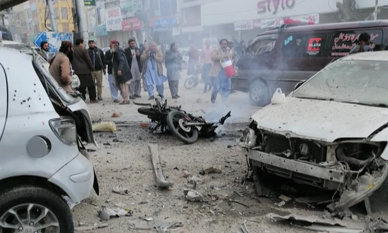 Several vehicles parked in the vicinity were damaged due to the impact of the blast.