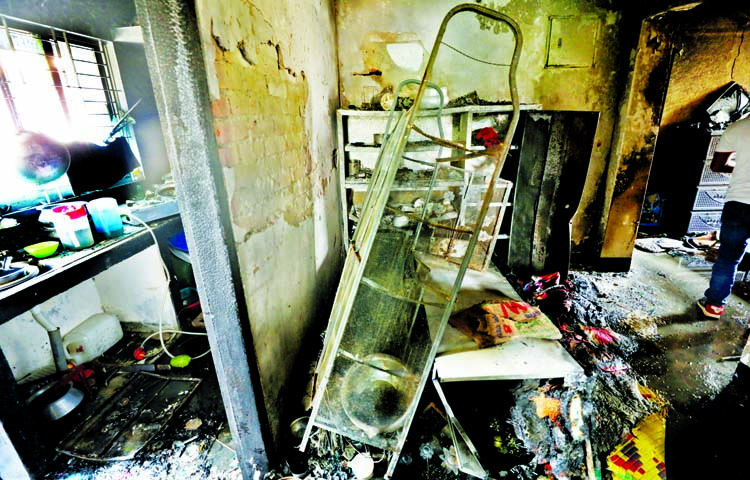 A woman died and seven others of a family suffering from burn injuries in a gas explosion at a house in Narayanganj on Monday.
