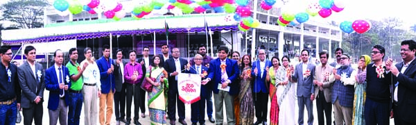 Vice-Chancellor of Dhaka University (DU) Professor Dr Md Akhtaruzzaman inaugurating the 51st Inter-Hall Athletics Competition by releasing the balloons as the chief guest at the Central Playground in DU on Tuesday.