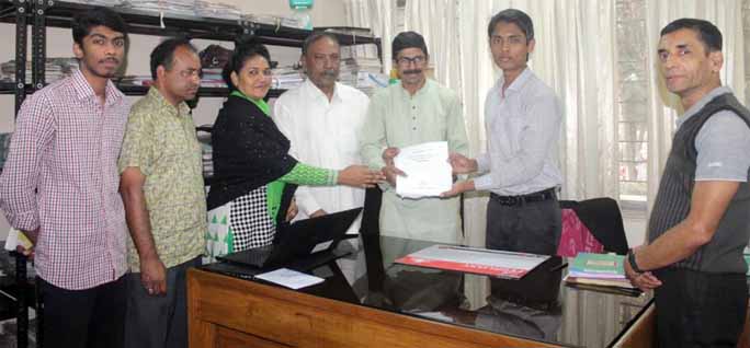 NAP leader of Dewanbazar Ward Mithul Das Gupta submitting nomination paper recently for councillor candidate in CCC election.