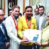Prime Minister Sheikh Hasina unveiled the cover of a book titled "Keno Tini Jatir Pita"" (Why he is Father of the Nation) at Ganobhaban in the city on Tuesday. Prof Dr M Nazrul Islam