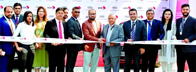Arif Quadri, Managing Director (Acting) of UCB Limited, inaugurating a five-day long brand showcasing of Audi Bangladesh at a hotel in the city on Sunday. Md. Hasib Uddin, Director, Audi Bangladesh and senior officials of the bank, were also present.
