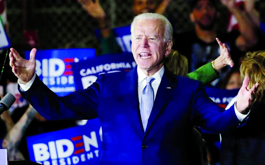Democratic US presidential candidate and former Vice President Joe Biden addresses supporters at his Super Tuesday night rally in Los Angeles, California, US. Internet photo