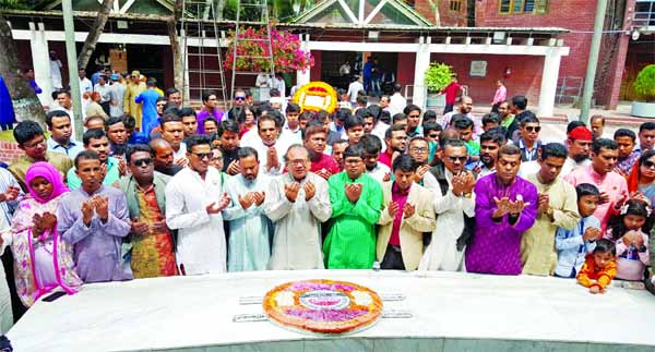 BARISHAL: Vice-Chancellor of Barishal University Prof Dr Md Sadequl Arefin along with teachers and employees of the University started celebrating of birth centenary programmes of Bangabandhu Sheikh Mujibur Rahman with placing of wreaths at the