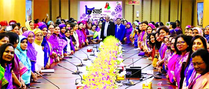 Ziaul Hasan Siddiqui, Chairman and Md. Ataur Rahman Prodhan, Managing Director of Sonali Bank Limited, greeted their women colleagues marking the International Womens Day at the banks head office in the city on Sunday. Recalling the women contribution to