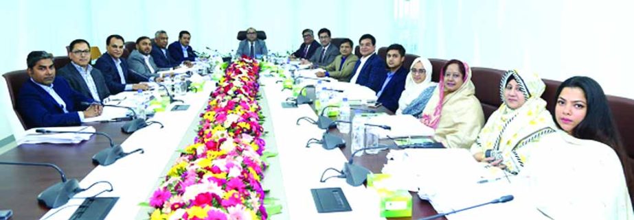 Humayun Kabir, Chairman of the Board of Directors Modhumoti Bank Limited, presiding over the bank's 48th Board Meeting at its head office on Thursday. Vice-Chairman Shaikh Salahuddin, Chairman of Executive Committee Barrister Sheikh Fazle Noor Taposh, Di