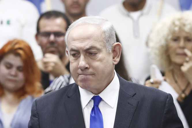 Israeli Prime Minister and Head of the Likud party Benjamin Netanyahu delivers a statement in Petah Tikva. On Tuesday, a Jerusalem district court rejected Netanyahu's request to delay the start of his corruption trial, ruling it would begin as planned on