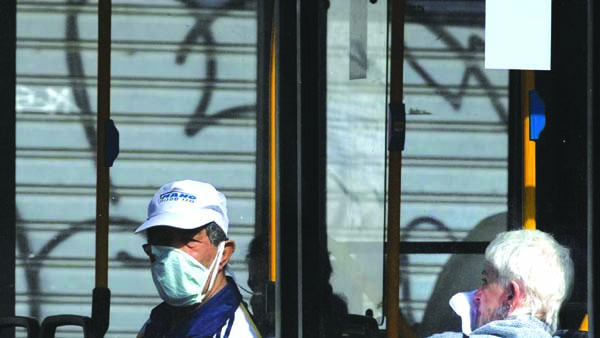 A man wears a face mask as he rides a bus in Tel Aviv, Israel on Sunday.