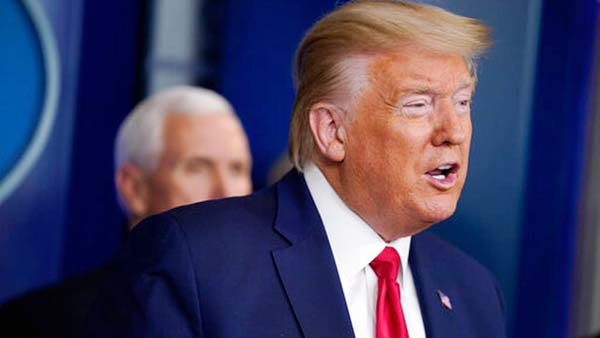 President Donald Trump speaks during press briefing with the Coronavirus Task Force, at the White House on Wednesday in Washington.