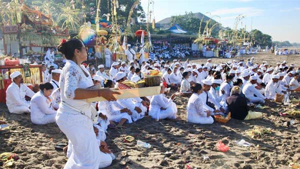 Melasti is a ceremony to cleanse the world of bad karma and takes place just before Nyepi, Bali"s most important festival. Hundreds turned up for the ceremonies even as concern grew about coronavirus on the island and across Indonesia.