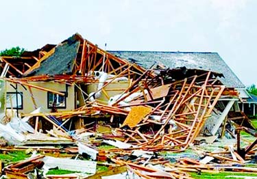 Houses were wrecked by tornado in Louisiana on Monday.