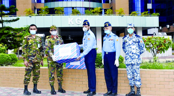 Bangladesh Air Force officials are handing Personal Protection Equipment (PPE) and treatment related materials to the Kurmitola General Hospital for the COVID-19 stricken patients.
