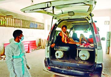 An ambulance carrying a patient from Jamalpur turns back from the outdoor of the burn unit of Dhaka Medical College Hospital (DMCH) after the on duty staff denied to receive the patient (Md Karim, 60) who had symptoms like coronavirus though the hospital
