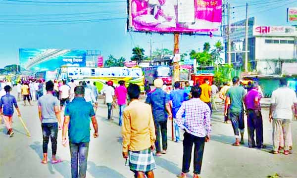 A clash between two groups of transport workers in Sylhet on Tuesday afternoon