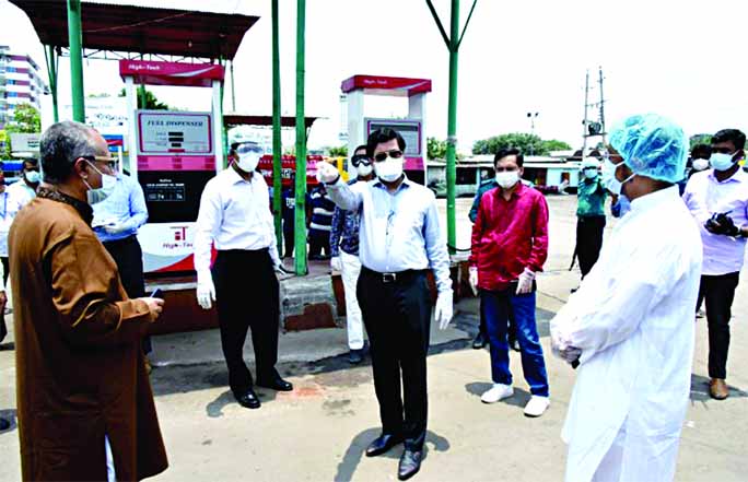 Mayor of Dhaka South City Corporation Sheikh Fazle Nur Taposh visits Fulbaria Stop Over Terminal and a filling station run by the corporation. The snap was taken from the city's Sayedabad area on Wednesday.
