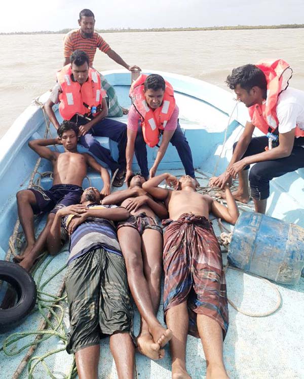 Members of Bangladesh Coastguard, West Zone rescued four crew drowned in boat capsize in Batulia river in Sundarbans on Saturday.