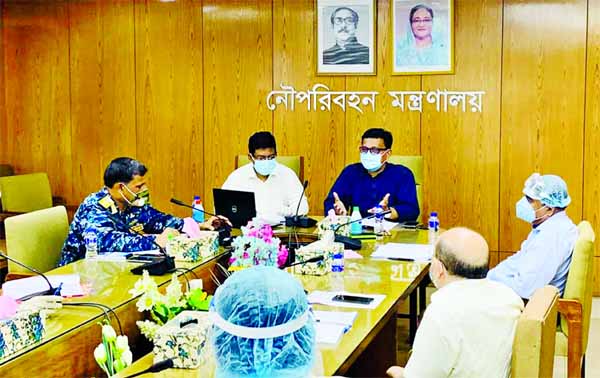 State Minister for Shipping Khalid Mahmud Chowdhury presiding over the inter-ministerial meeting about allocation of land for constructing Khulna-Mongla Rail Line at the seminar room of the ministry on Wednesday.