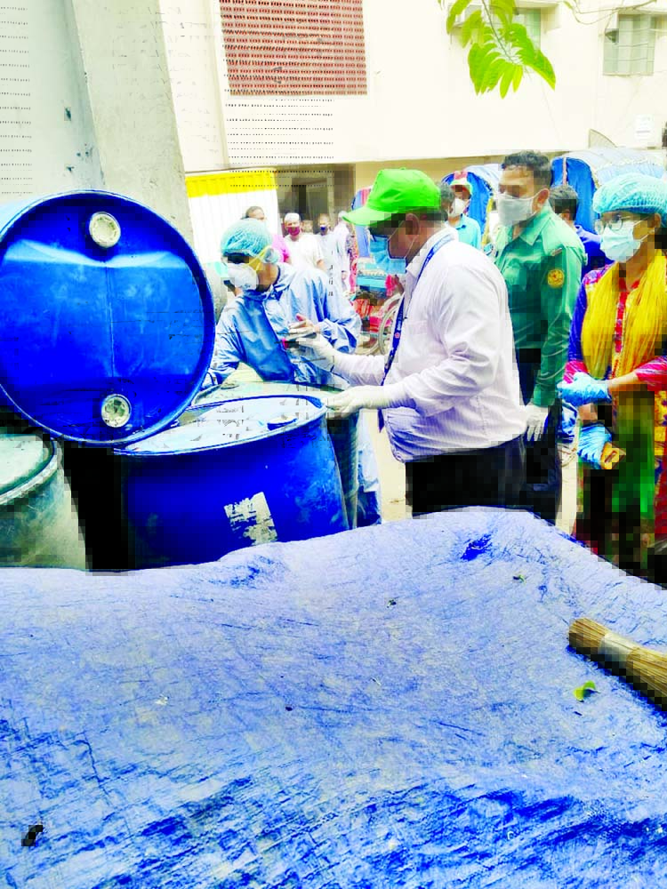 Mobile Court of Dhaka North City Corporation conducts drive at different establishments of the Corporation on Friday and imposed fine after getting Aedes larvae.