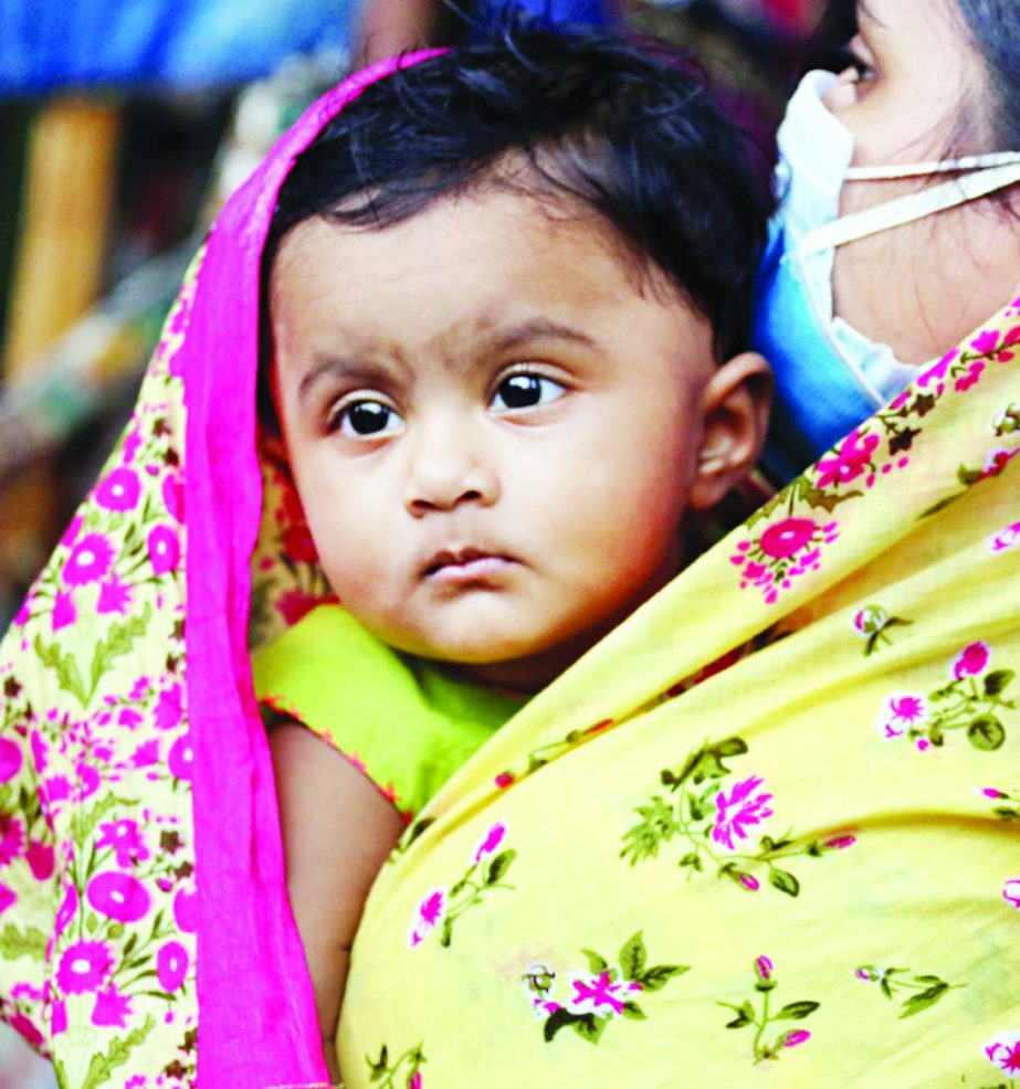 Eight-month-old baby Tabassum Sultana Farim has tested positive for Covid-19 at the Dhaka Shishu Hospital. Parents of the ailing baby girl took her to the hospital three days back and subsequently the on-duty doctor suggested for her corona screening. The
