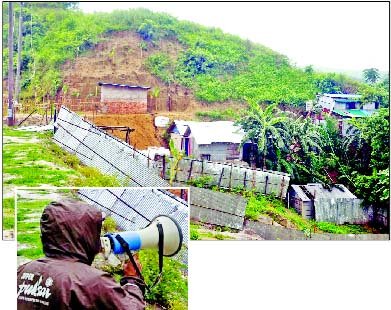 Illegal structures are being built on a hill slope in Chattogram which may endanger lives of people at any time as the Bangladesh Meteorological Department warned of landslides in the hilly regions amid heavy rainfall with the onset of monsoon. (Inset) A