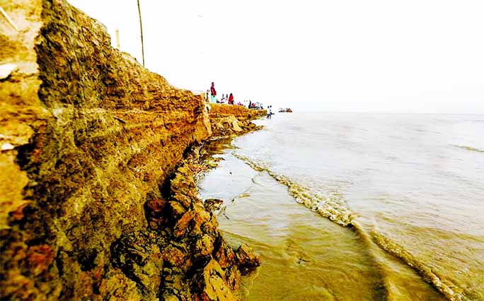 The mighty River Padma devours a large part of arable land in Dohar upazila of Dhaka District. Erosion of the riverbank has taken a serious turn in the area recently due to strong current of River Padma with the advent of monsoon. This photo was taken on