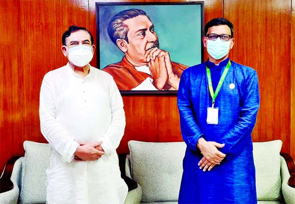 Bangladesh Awami League presidium member and former Shipping Minister Shahjahan Khan MP makes a courtesy call with Shipping Minister Khalid Mahmud Chowdhury at the Secretariat office on Sunday.