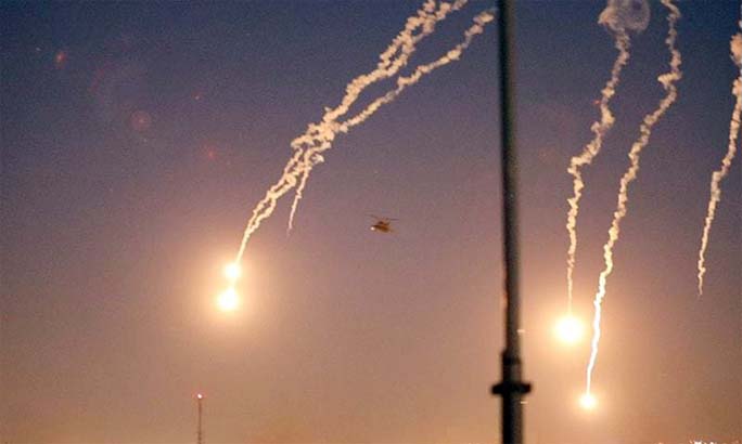 One rocket fired at the Green Zone landed near a home on Sunday, wounding a child, says Iraqi military.