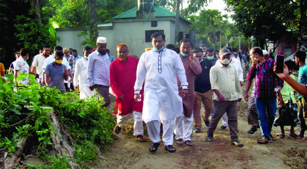 Mayor of Gazipur City Corporation Advocate Zahangir Alam inspects the progress of work for the development of road under the corporation.