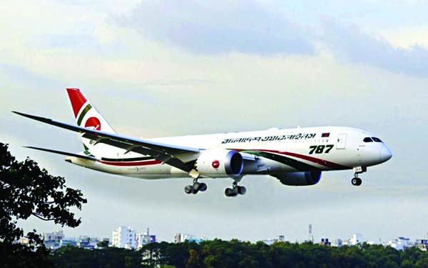 A Biman Bangladesh Airlines Boeing 787 aircraft is seen taking off from the Hazrat Shahjalal International Airport in Dhaka. (File photo)