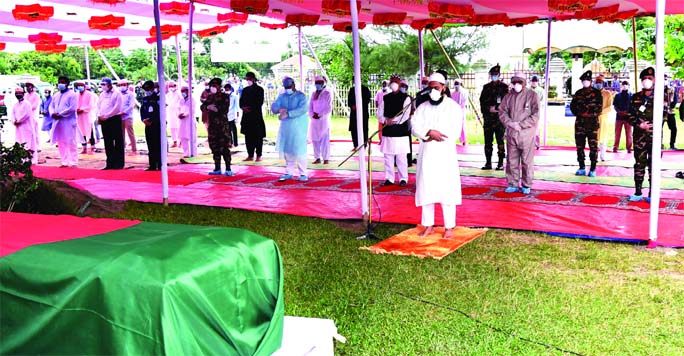 President Abdul Hamid attends the Namaz-e-Janaza of his younger brother Md. Abdul Hye held at of Bir Muktijodhya Abdul Haq Govt. College premises in Mithamoin upazila, Kishorganj on Sunday.