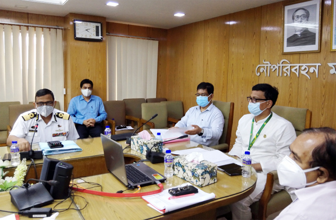 State Minister for Shipping Khalid Mahmud Chowdhury speaks at the ADP meeting on introducing Real Time Dredge Monitoring System at the seminar room of the Ministry on Monday.