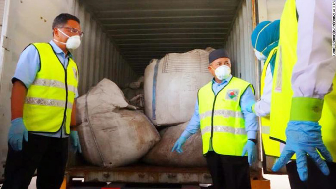 Malaysian authorities discovered 110 shipping containers of waste at the Port of Tanjung Pelepas.