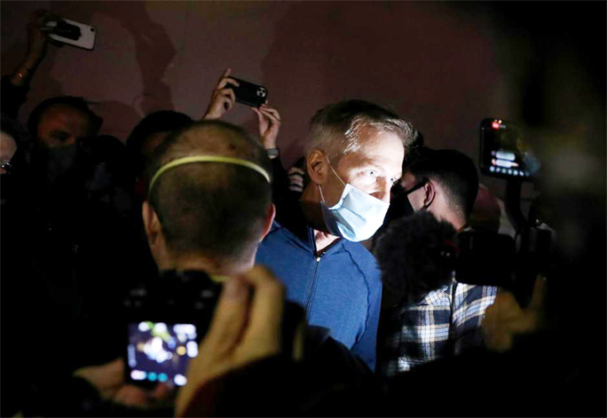 Portland's Mayor Ted Wheeler is pictured during a protest against racial inequality and police violence in Portland, Oregon, U.S. on Wednesday.