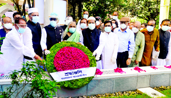 Leaders of Awami League pay tributes to Sheikh Kamal placing floral wreaths at his grave in the city's Banani Graveyard on Wednesday marking his 71st birth anniversary.