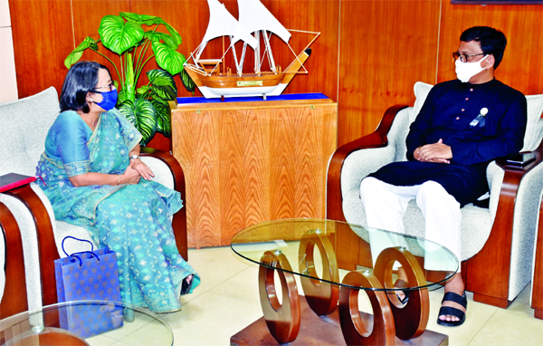 Outgoing Indian High Commissioner to Bangladesh Riva Ganguli Das calls on State Minister for Shipping Khalid Mahmud Chowdhury at his office of the Ministry on Thursday.