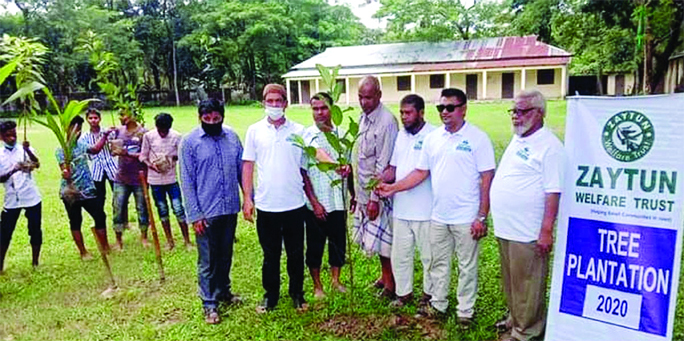Vice-president of Joytun Welfare Trust Enamul Kabir inaugurates a month-long tree plantation programme marking National Mourning Day.
