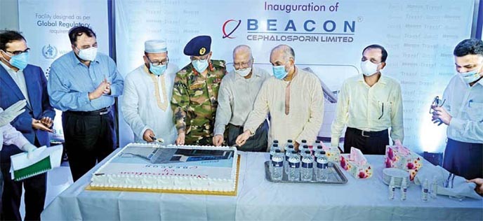 Health & Family Welfare Minister Zahid Maleque, MP inaugurating the operation of Beacon Cephalosporin Plant on Thursday.