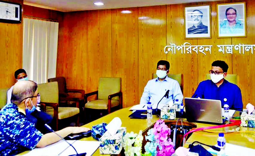 State Minister for Shipping Khalid Mahmaud Chowdhury speaks at the 305th meeting of Management Council of BSC at the seminar room of the ministry on Monday.