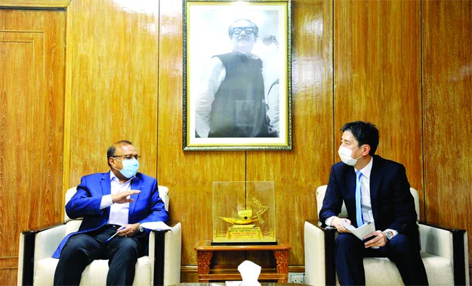 Chief Representative of JICA Bangladesh Hayakawa Yuho calls on LGRD and Cooperatives Minister Tazul Islam at the latter's office of the ministry on Thursday.