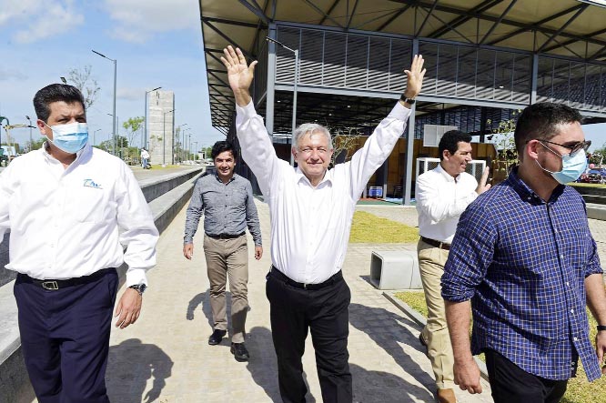 Mexico's President Andres Manuel Lopez Obrador gestures while arriving to an event in Matamoros, Mexico on Thursday.