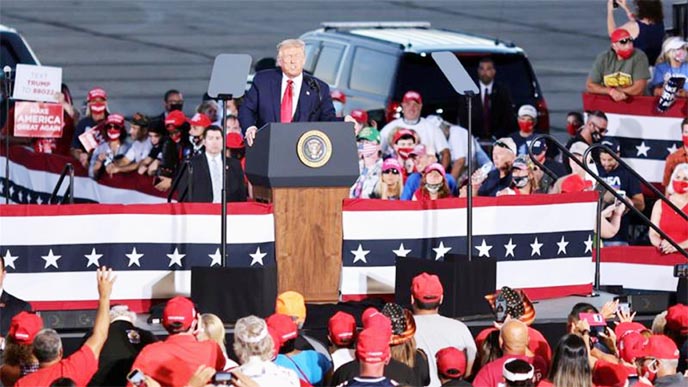 US President Donald Trump holds a campaign rally in Londonderry, New Hampshire,US on Friday.