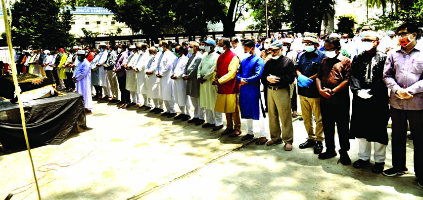 The Namaz-e-Janaza of eminent journalist Rahat Khan was held on the Jatiya Press Club premises on Saturday.