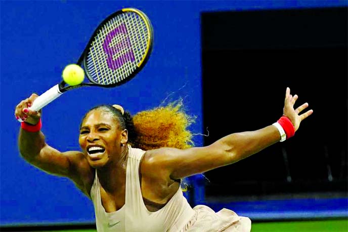 Serena Williams of the United States, returns a shot to Margarita Gasparyan of Russia, during the second round match of the U.S. Open tennis championships in New York on Thursday.