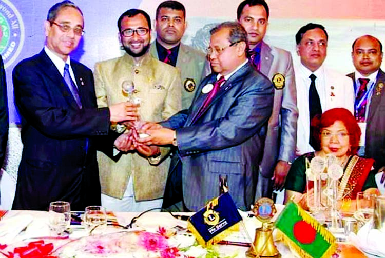 Lion SK Quamrul exchanges pleasantries with his colleagues as he was elected first Vice-Chairman by the Bangladesh Lions Foundation Board Meeting at the Lions Office in the city's Agargaon on Tuesday.