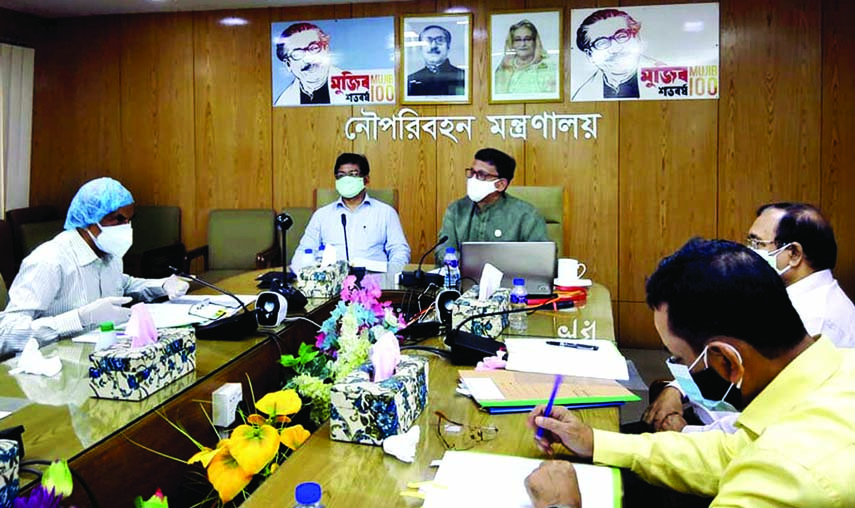 State Minister for Shipping Khalid Mahmud Chowdhury speaks at a meeting on 'Development of National River Protection Commission; Financial and Administrative Activities'at the seminar room of the Ministry on Thursday. Shipping Secretary Mejbah Uddin Cho