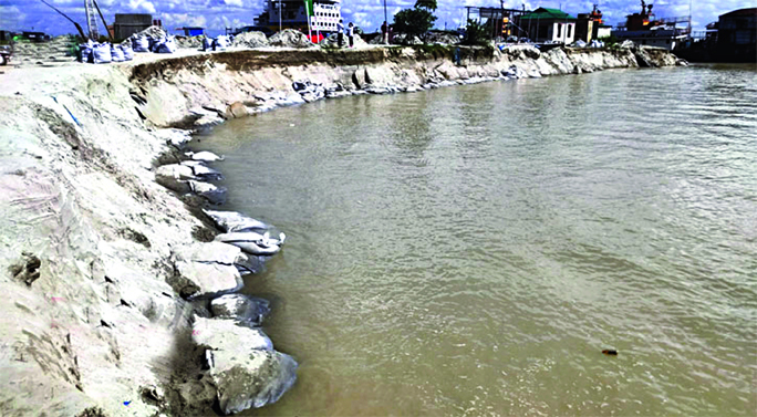 The authorities concerned on Saturday suspend ferry service for several hours on Shimulia-Kathalia route due to erosion of River Padma at Launch Ghat-3.
