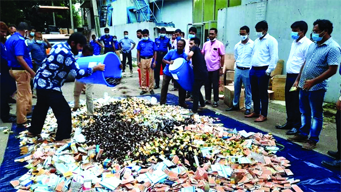 Illegal drugs worth around Tk10 lakh were destroyed on Wednesday after a mobile court of Narshigdi district administration found the medicines at a warehouse of Techo Drugs at Shippur BSCIC Industrial park in the district.